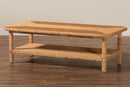 Samwell Bohemian Light Honey Braided Rattan Coffee Table Baxton