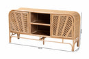 Marlette Bohemian Natural Rattan 2-Door Storage Cabinet Baxton