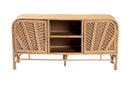 Marlette Bohemian Natural Rattan 2-Door Storage Cabinet Baxton