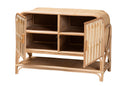 Salma Bohemian Natural Rattan 2-Door Storage Cabinet Baxton