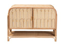 Salma Bohemian Natural Rattan 2-Door Storage Cabinet Baxton
