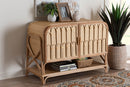 Salma Bohemian Natural Rattan 2-Door Storage Cabinet Baxton