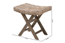 Tyler Bohemian Gray Kubu Rattan and Mahogany Wood Ottoman Footstool Baxton