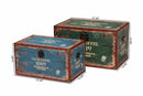 Capella Parisian Faux Leather and Wood 2Pc Storage Trunk Set Baxton