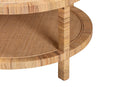 Giolla Bohemian Light Honey Rattan and Mahogany Wood Coffee Table Baxton