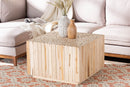 Mendel Bohemian Natural Teak Wood Coffee Table w/Unique Repurposed Wood Logs Baxton
