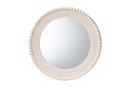 Rae Modern Round Beaded-framed Accent Mirror in Pearl White Baxton