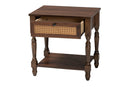 Eiko Dark Brown Nightstand w/Rattan Baxton