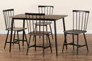 Louisa Industrial Dark Brown Wood and Metal Dining Set Baxton