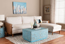 Saranna Beige Fabric and Walnut Brown Wood Right Facing Sectional Sofa Baxton