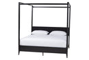 Albert Black Fluted Wood King Size 4Pc Canopy Bedroom Set Baxton