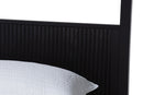 Albert Black Fluted Wood King Size 4Pc Canopy Bedroom Set Baxton