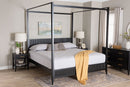 Albert Black Fluted Wood King Size Canopy Bed Baxton
