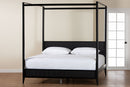 Albert Black Fluted Wood King Size Canopy Bed Baxton