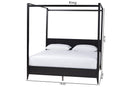Albert Black Fluted Wood King Size Canopy Bed Baxton