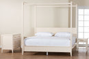 Albert Ivory Fluted Wood King Size 4Pc Canopy Bedroom Set Baxton