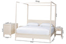 Albert Ivory Fluted Wood King Size 4Pc Canopy Bedroom Set Baxton