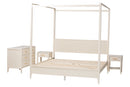 Albert Ivory Fluted Wood King Size 4Pc Canopy Bedroom Set Baxton