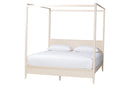 Albert Ivory Fluted Wood King Size Canopy Bed Baxton