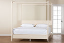 Albert Ivory Fluted Wood King Size Canopy Bed Baxton