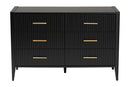 Albert Black Fluted Wood 6-Drawer Dresser Baxton