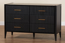 Albert Black Fluted Wood 6-Drawer Dresser Baxton