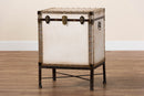 Lorand White Canvas Lift-Top Trunk End Table Baxton