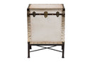 Lorand White Canvas Lift-Top Trunk End Table Baxton