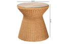 Ceri Bohemian Light Honey Braided Rattan End Table w/Glass Tabletop Baxton