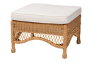 Calder Bohemian Light Honey Braided Rattan Ottoman Stool Baxton