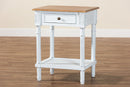 Rowen Two-Tone White and Natural Brown 1-Drawer End Table Baxton