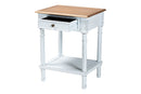 Rowen Two-Tone White and Natural Brown 1-Drawer End Table Baxton