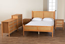 Kaori Golden Brown Wood Japandi 5-Piece Queen Size Bedroom Set Baxton