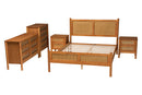 Kaori Golden Brown Wood Japandi 5-Piece Queen Size Bedroom Set Baxton