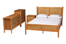 Kaori Golden Brown Wood Japandi 4Pc Queen Size Bedroom Set Baxton