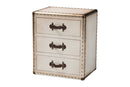 Roze White Canvas 3-Drawer End Table Baxton