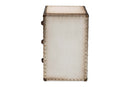 Roze White Canvas 3-Drawer End Table Baxton