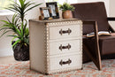 Roze White Canvas 3-Drawer End Table Baxton