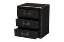 Roze Black Canvas 3-Drawer End Table Baxton