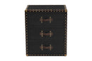 Roze Black Canvas 3-Drawer End Table Baxton