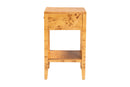 Lina Natural Light Mappa Burl Wood 1-Drawer Nightstand Baxton