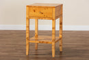 Lina Natural Light Mappa Burl Wood 1-Drawer Nightstand Baxton