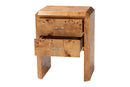 Modern Natural Mappa Burl Wood Nightstand Baxton