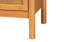 Kaori Golden Brown Wood Japandi 2-Drawer Nightstand w/Distressed-Finished Rattan Baxton