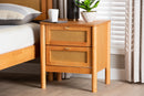Kaori Golden Brown Wood Japandi 2-Drawer Nightstand w/Distressed-Finished Rattan Baxton