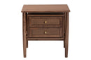 Jessen Japandi Walnut Brown Wood 2-Drawer Nightstand Woven w/Rattan Baxton