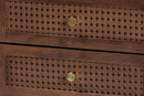 Jessen Japandi Walnut Brown Wood 2-Drawer Nightstand Woven w/Rattan Baxton