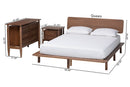Jessen Japandi Walnut Brown Wood Queen Size 3-Piece Bedroom Set Baxton