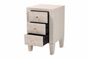 Easton Modern Beige Faux Shagreen 3-Drawer End Table Baxton