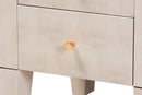 Easton Modern Beige Faux Shagreen 3-Drawer End Table Baxton
